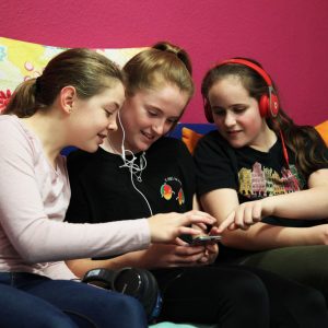 Taunton School Prep Boarding Girls Looking at Smartphone