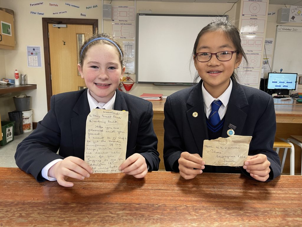 girls from an independent school with a letter from 1945
