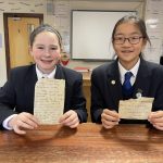 girls from an independent school with a letter from 1945