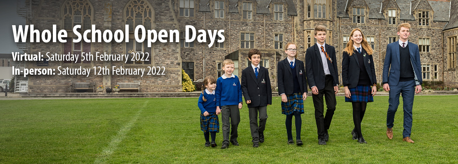 Whole School Open Days banner - Virtual: saturday 5th february 2022, in-person: saturday 12th february 2022