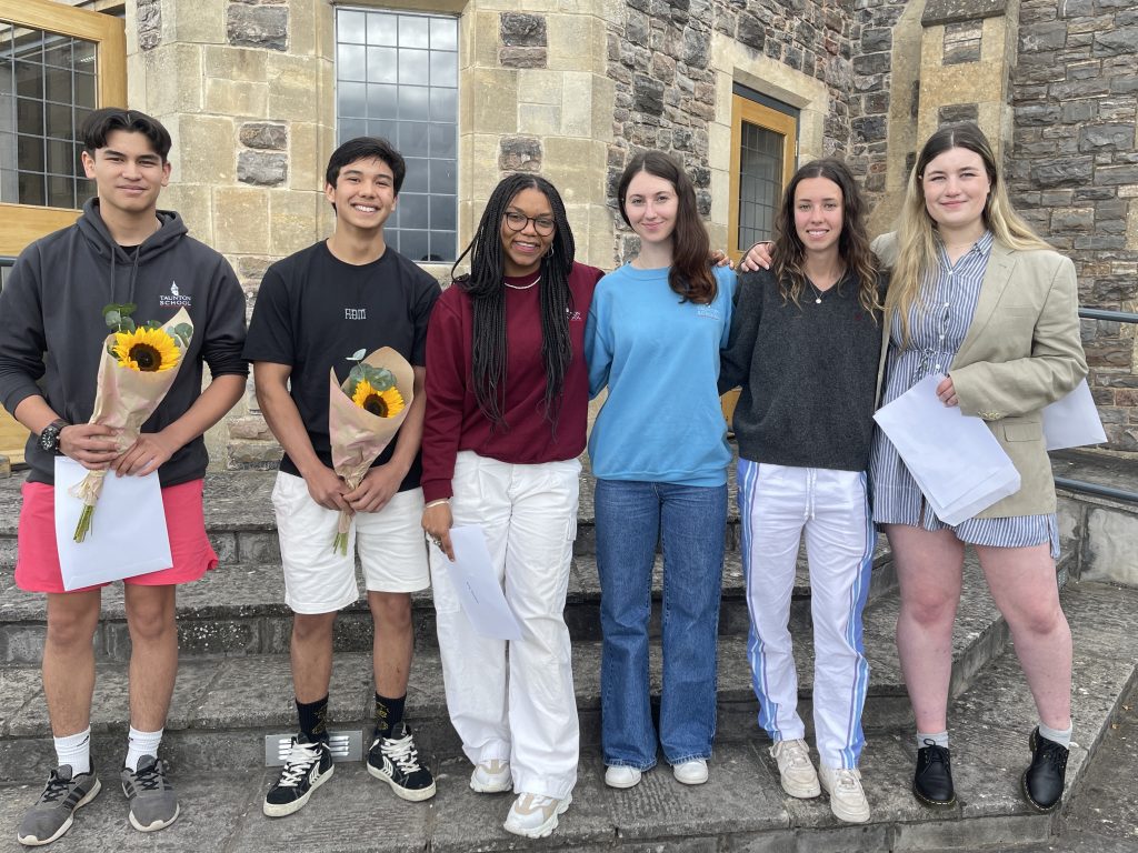 Taunton School International Baccalaureate students with their results